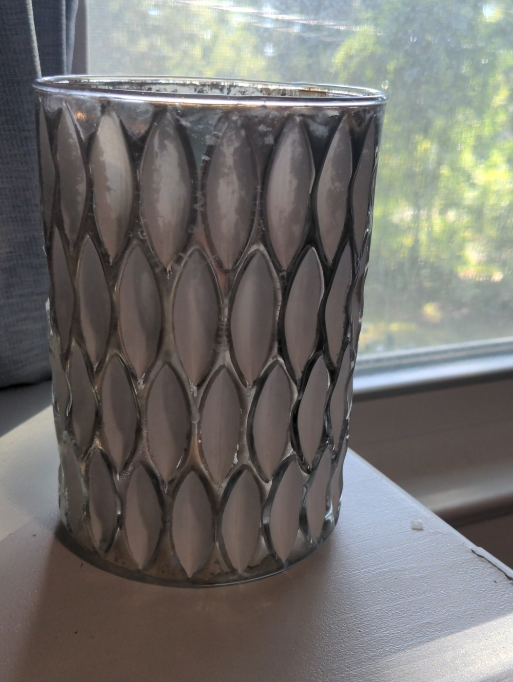 Silver Mosaic Glass Hurricane Vase - Home Accents